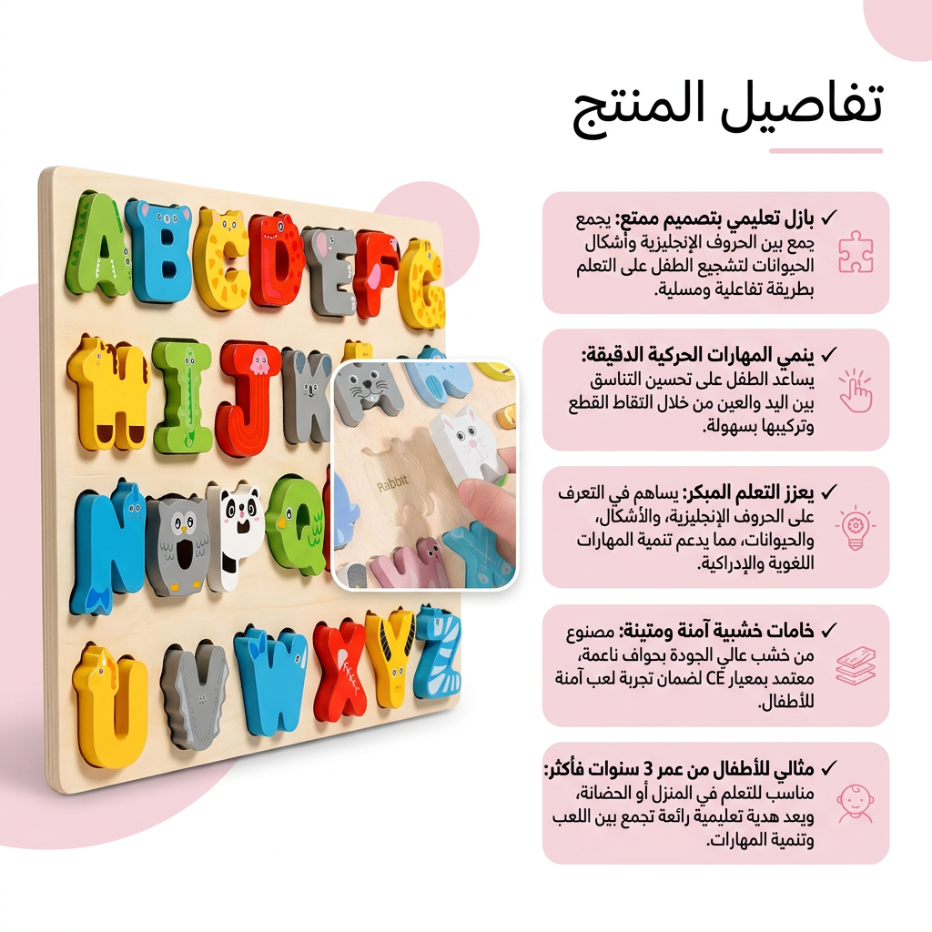مونتيسوري - ألعاب خشبية بعمر 1 إلى 3 سنوات - ألعاب تعليمية