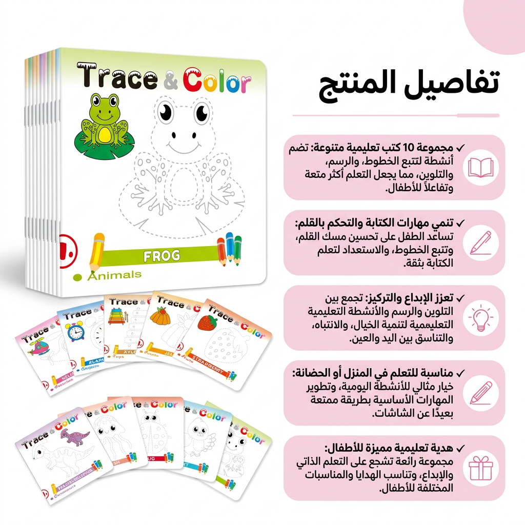كتب تلوين لتتبع خط اليد للأطفال رسم بسيط والتعلم
